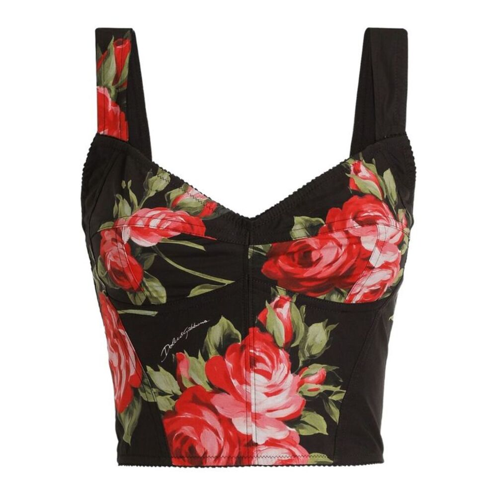 Dolce & Gabbana Women Rose Bouquet Print Bustier Top